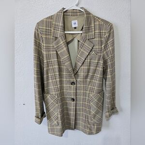 Cabi Pastime Jacket Tan Plaid Blazer 3548, Size 8